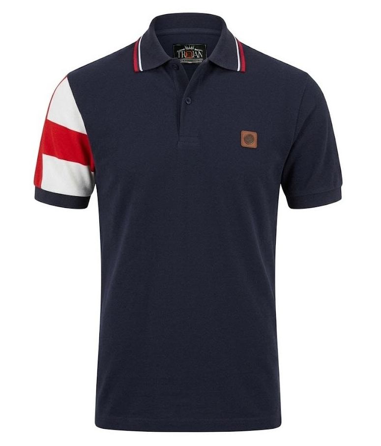 Trojan Records England Flag Pique Polo Shirt Navy