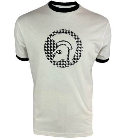 Trojan Records Houndstooth Logo T Shirt Ecru