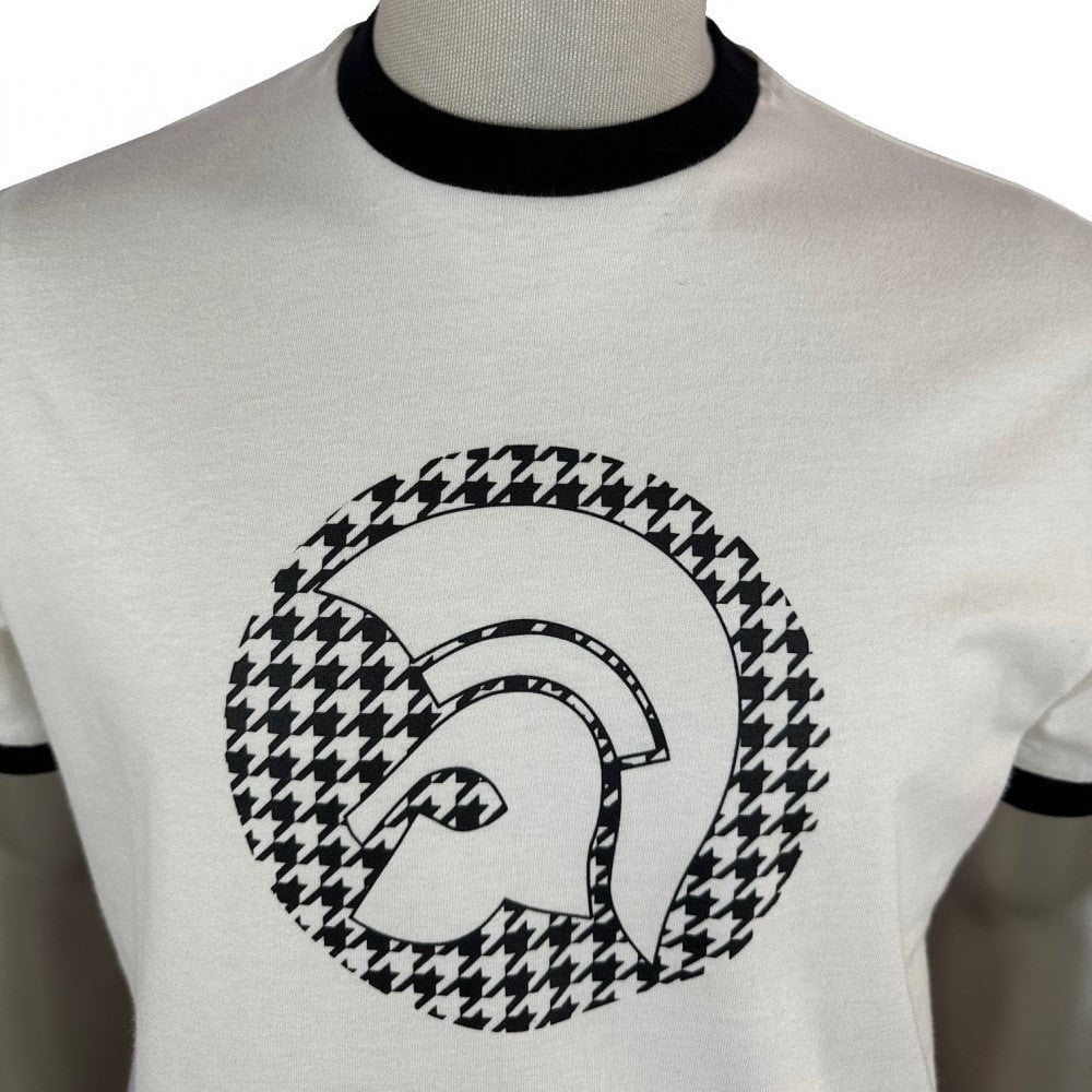 Trojan Records Houndstooth Logo T Shirt Ecru