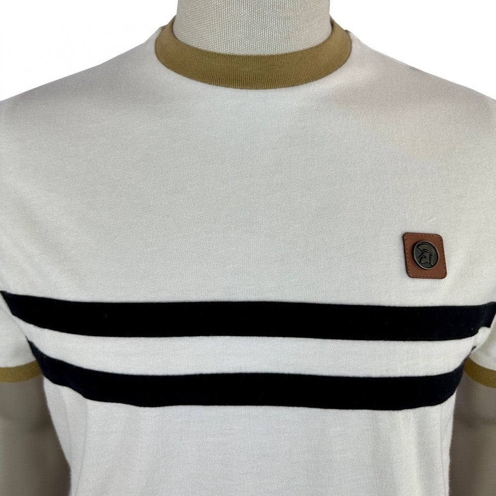 Trojan Records Laid On Stripe Front T Shirt Ecru
