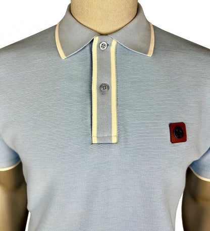 Trojan Records Ottoman Stripe Trim Polo Shirt Powder