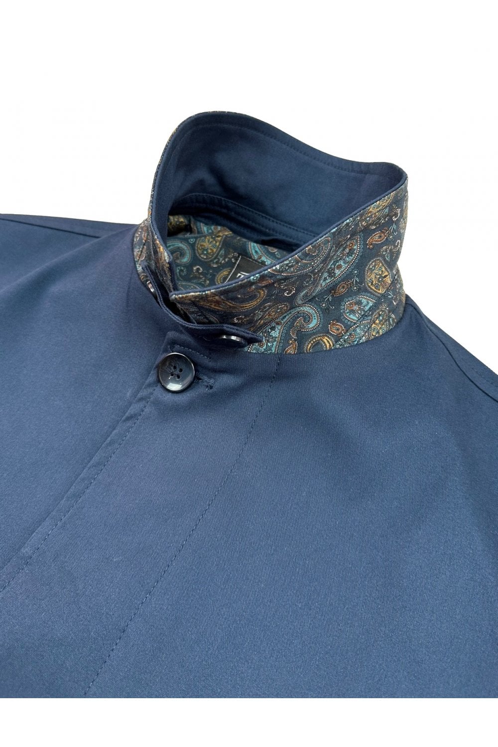 Trojan Fly Front Paisley Trimmed Mac Navy