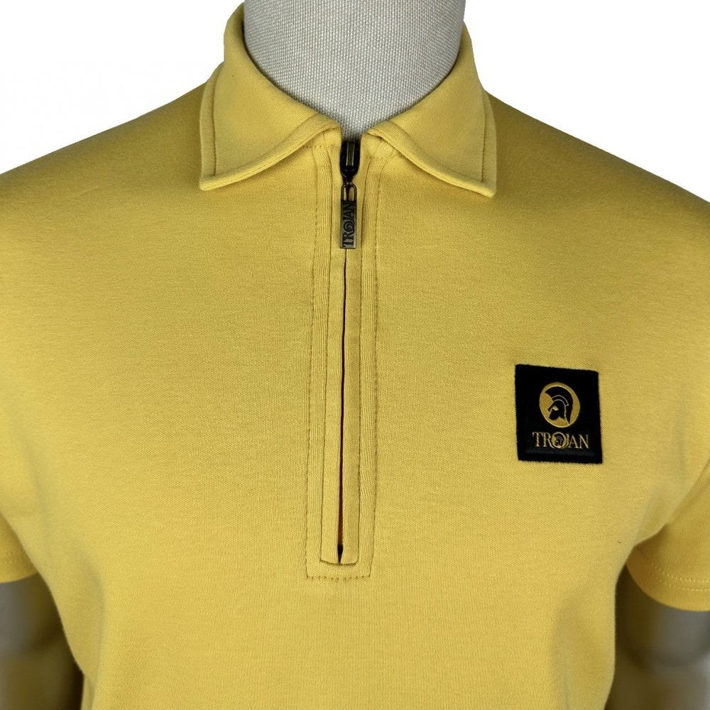 Trojan Records Plain Badged Zip Polo Mustard