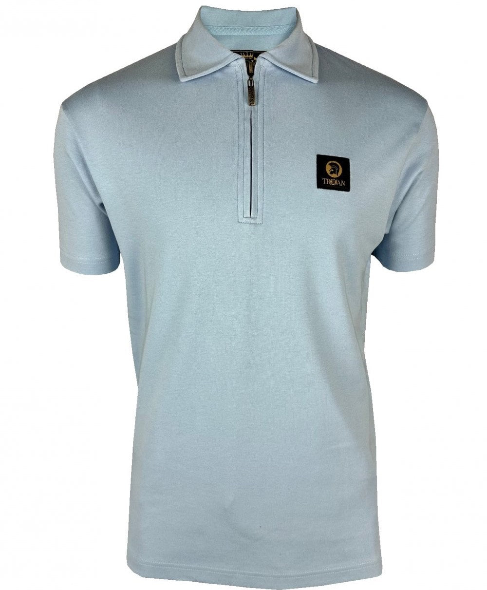 Trojan Records Plain Badged Zip Polo Powder