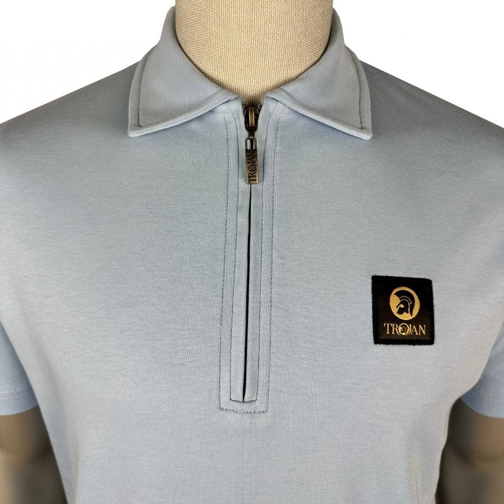 Trojan Records Plain Badged Zip Polo Powder