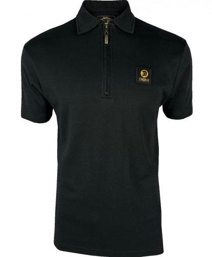 Trojan Records Plain Badged Zip Polo Black