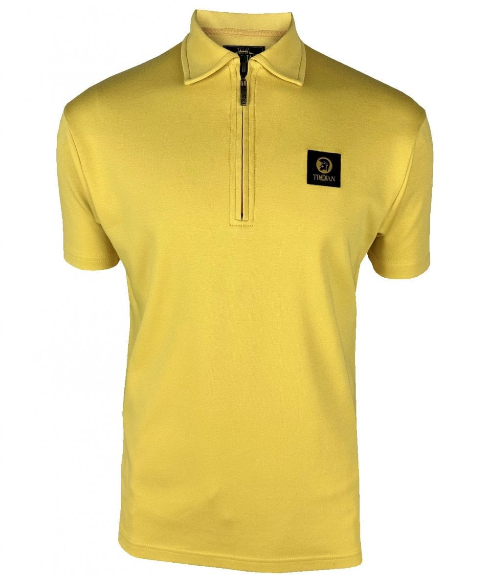 Trojan Records Plain Badged Zip Polo Mustard