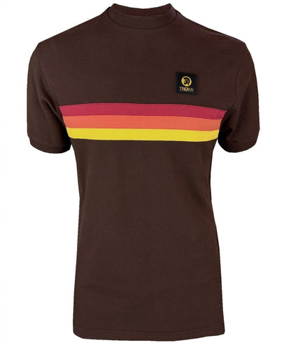 Trojan Records Retro Stripe Pique T-Shirt Chocolate