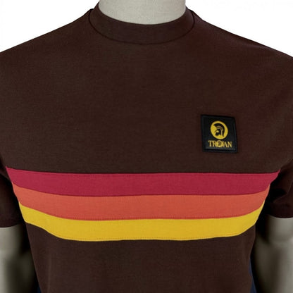 Trojan Records Retro Stripe Pique T-Shirt Chocolate