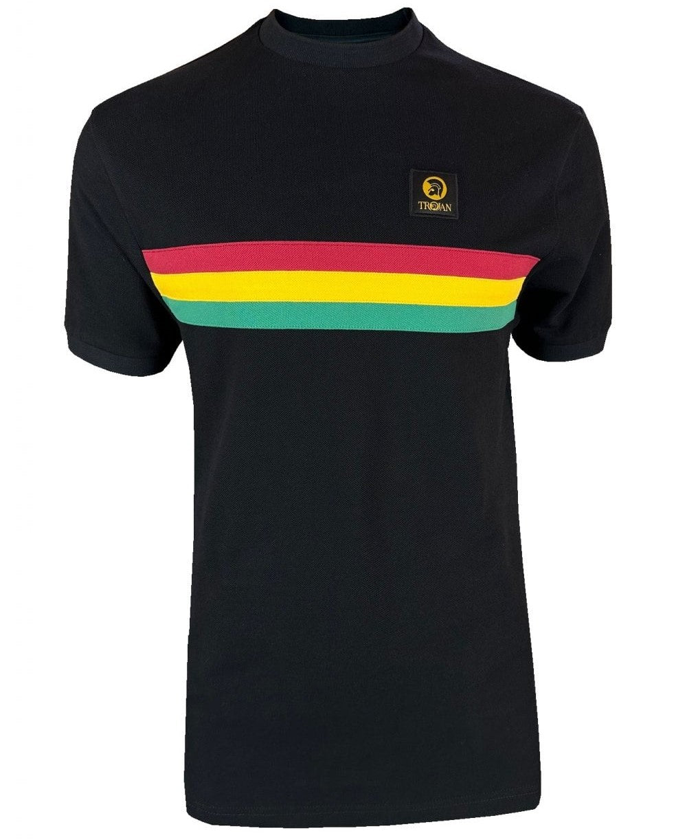 Trojan Records Retro Stripe Pique T-Shirt Black