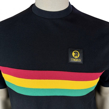 Trojan Records Retro Stripe Pique T-Shirt Black