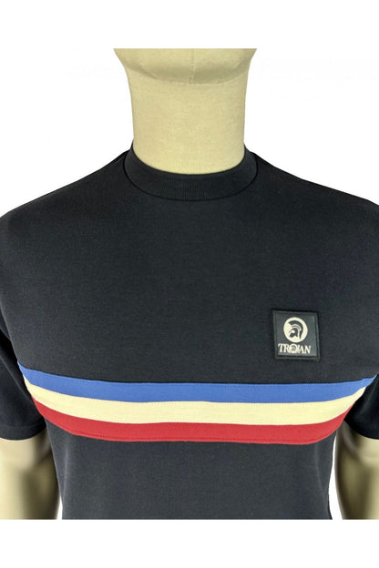 Trojan Records Retro Triple Stripe T-Shirt Navy