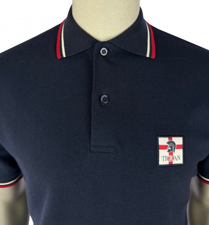 Trojan Records St George Badge Pique Polo Shirt Navy