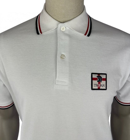 Trojan Records St George Badge Pique Polo Shirt White
