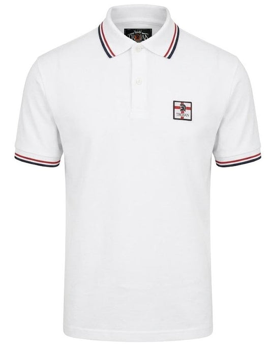 Trojan Records St George Badge Pique Polo Shirt White