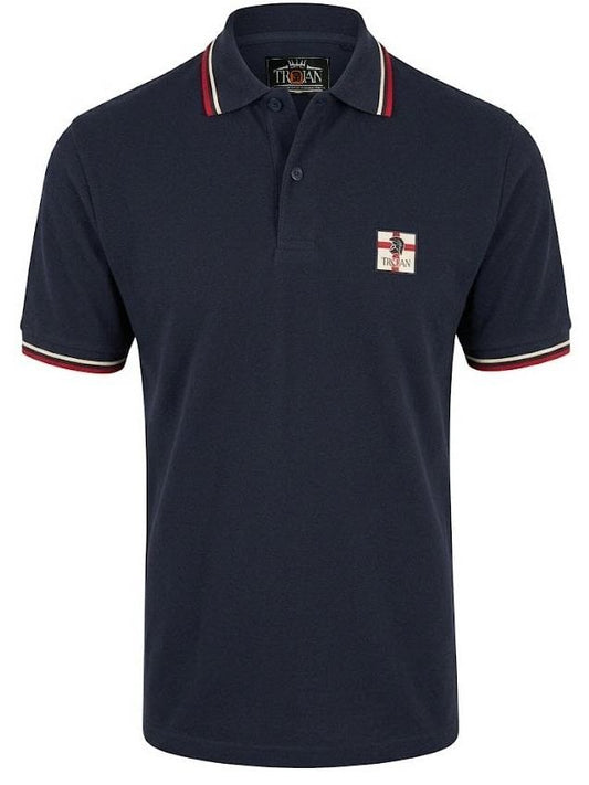 Trojan Records St George Badge Pique Polo Shirt Navy