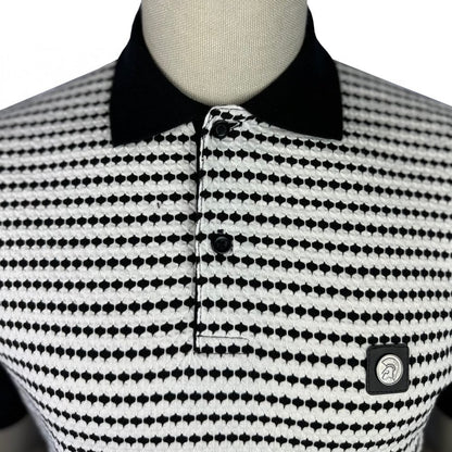 Trojan Records Textured Stripe Panel Polo Black