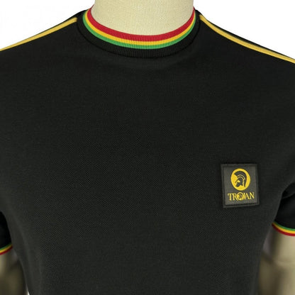 Trojan Records 3 Colour Tipped Pique T-Shirt Black