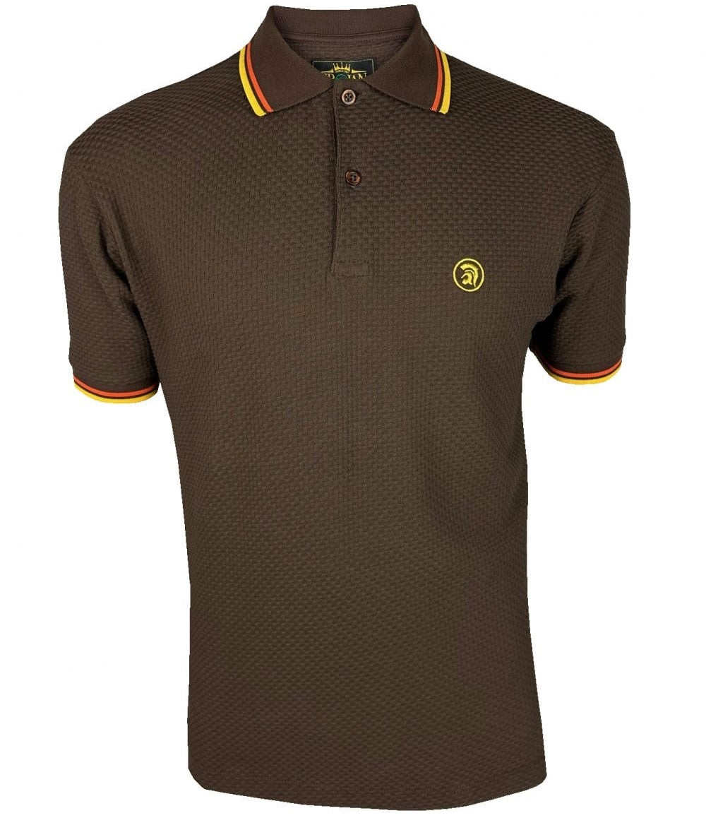 Trojan Records Basketweave Tipped Polo Chocolate