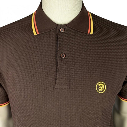 Trojan Records Basketweave Tipped Polo Chocolate
