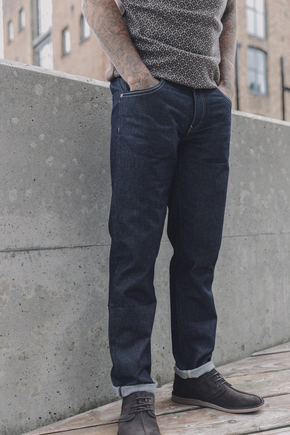 Trojan Records Zip Fly Blue / Black Denim Jeans