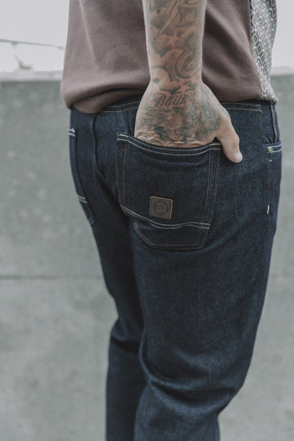 Trojan Records Zip Fly Blue / Black Denim Jeans