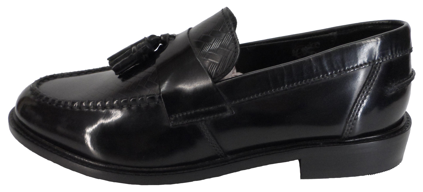 Ikon Original Selecta Weaver Leather Tassel Loafers in Black