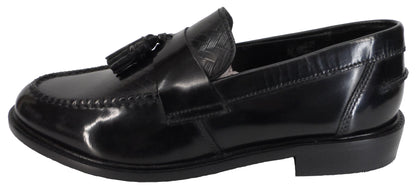 Ikon Original Selecta Weaver Leather Tassel Loafers in Black