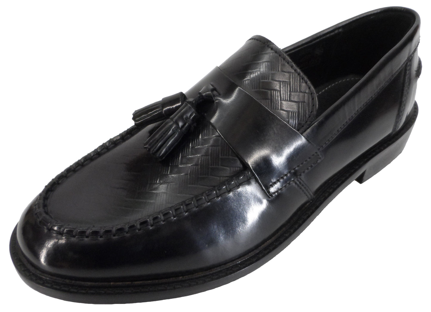 Ikon Original Selecta Weaver Leather Tassel Loafers in Black