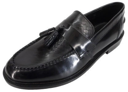 Ikon Original Selecta Weaver Leather Tassel Loafers in Black