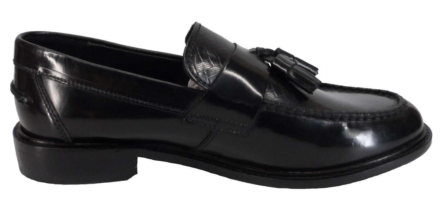 Ikon Original Selecta Weaver Leather Tassel Loafers in Black
