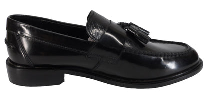 Ikon Original Selecta Weaver Leather Tassel Loafers in Black